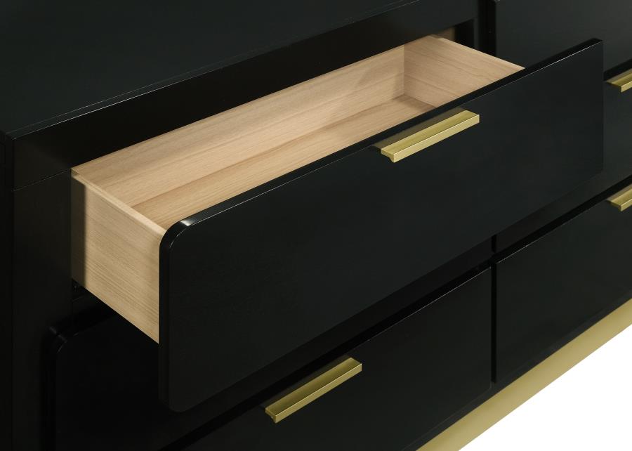 Caraway 6-drawer Dresser with Mirror Black - 224783M