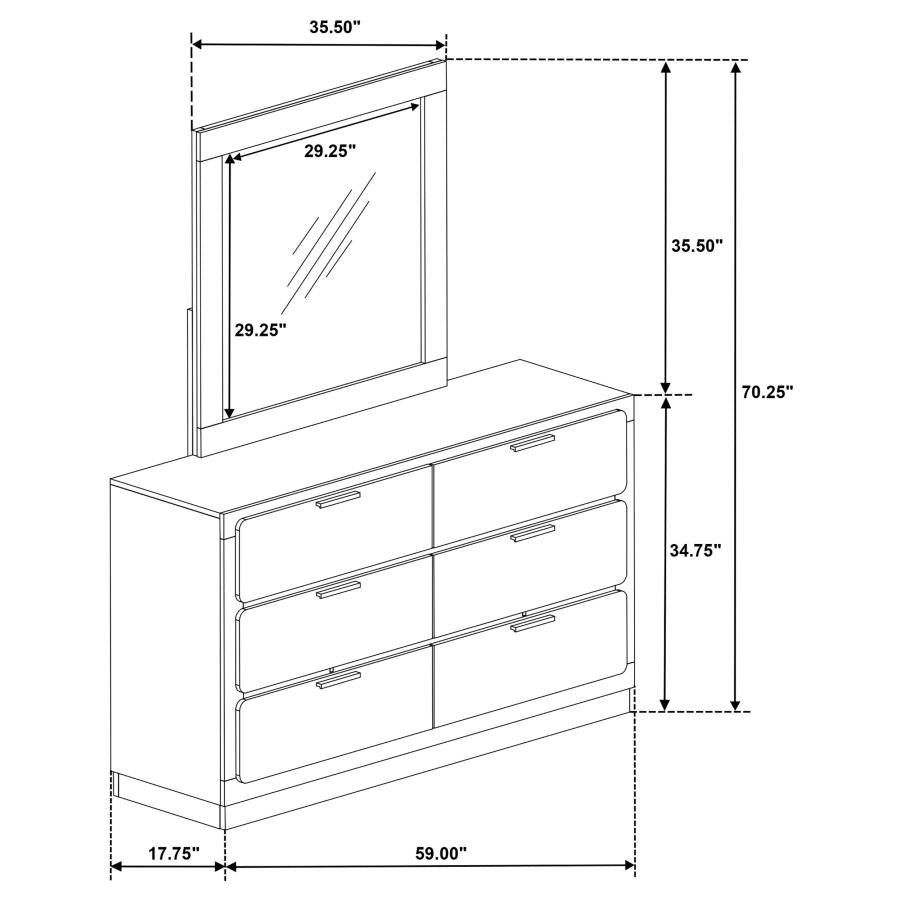 Caraway 6-drawer Dresser with Mirror Black - 224783M