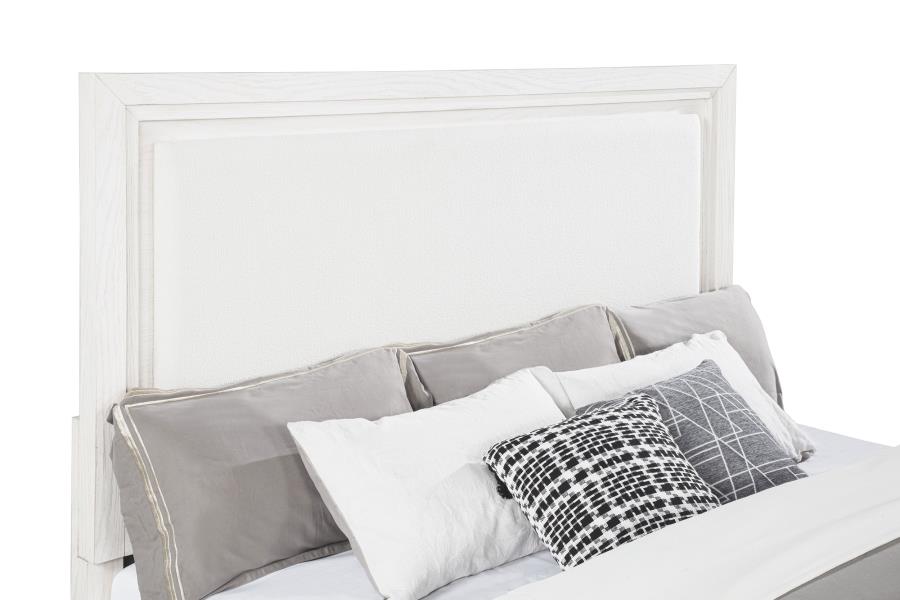 Marielle 4-piece Eastern King Bedroom Set Distressed White - 224841KE-S4