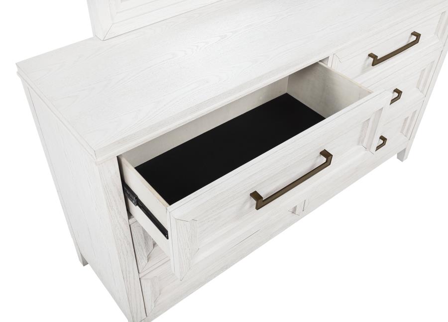 Marielle 4-piece Eastern King Bedroom Set Distressed White - 224841KE-S4