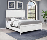 Marielle Eastern King Upholstered Panel Bed Distressed White - 224841KE