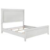 Marielle Eastern King Upholstered Panel Bed Distressed White - 224841KE