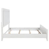 Marielle Eastern King Upholstered Panel Bed Distressed White - 224841KE