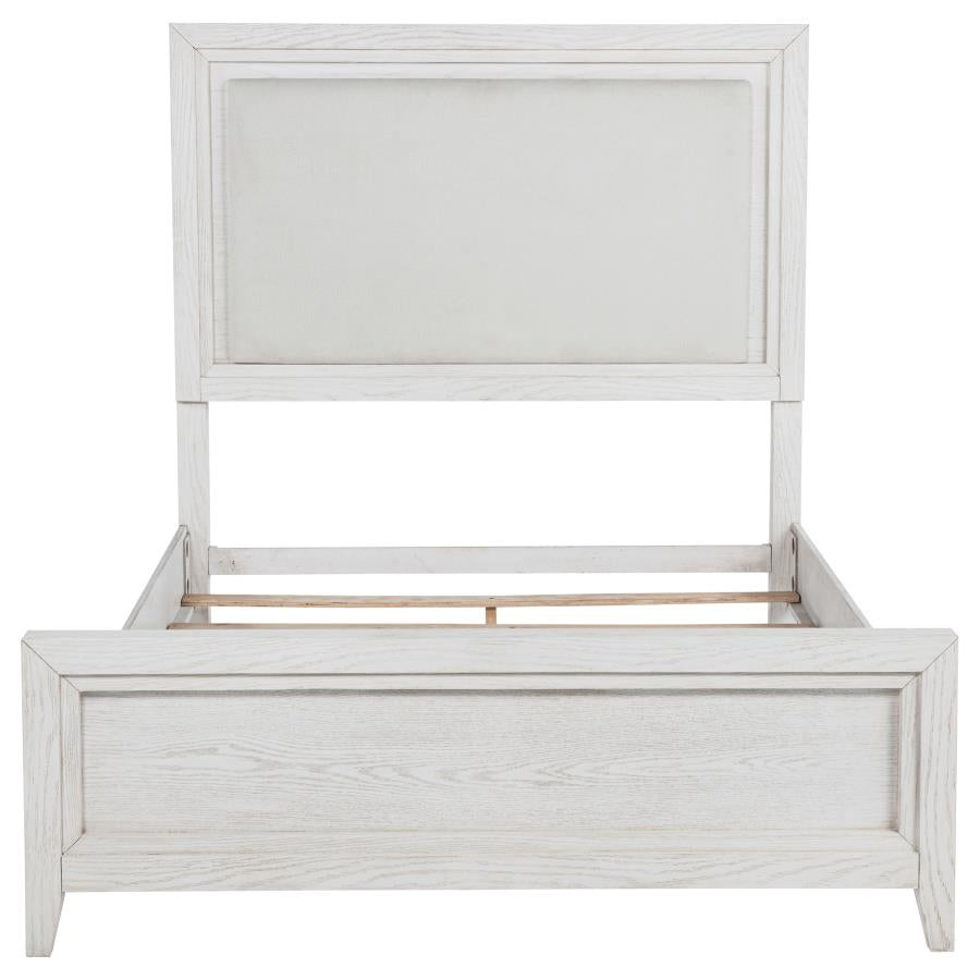 Marielle Queen Upholstered Panel Bed Distressed White - 224841Q