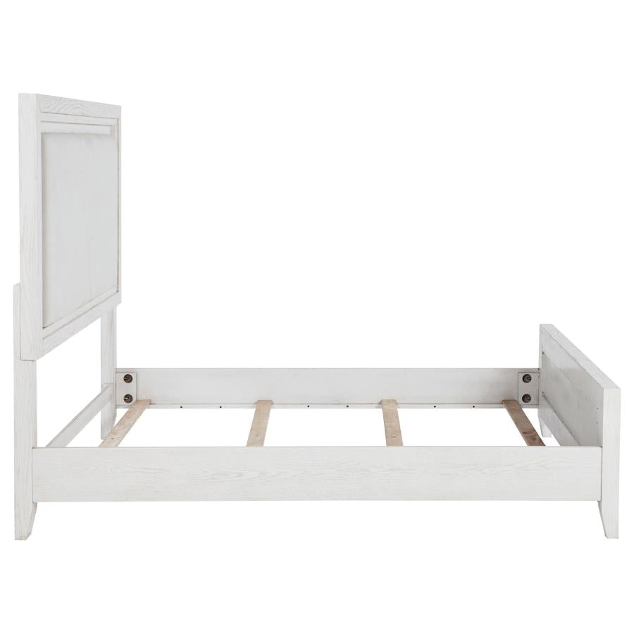 Marielle Queen Upholstered Panel Bed Distressed White - 224841Q
