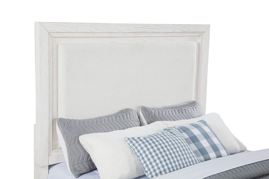 Marielle Queen Upholstered Panel Bed Distressed White - 224841Q