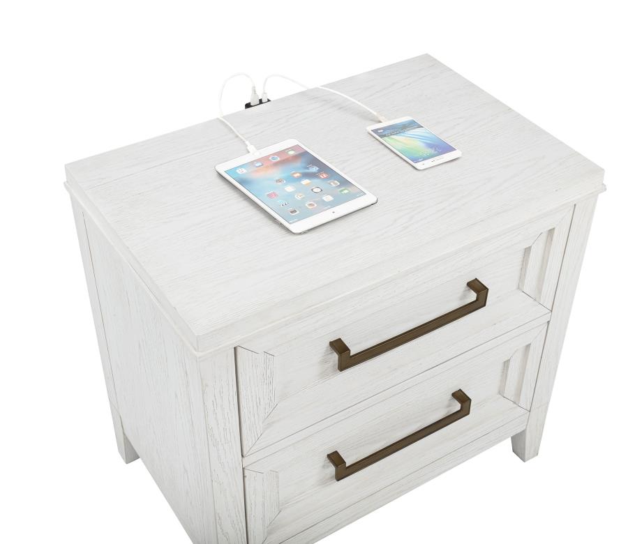 Marielle 2-drawer Nightstand Bedside Table Distressed White - 224842
