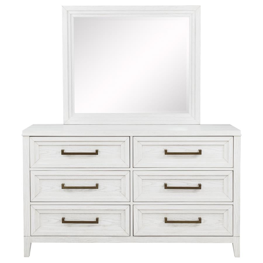 Marielle 6-drawer Dresser with Mirror Distressed White - 224843M