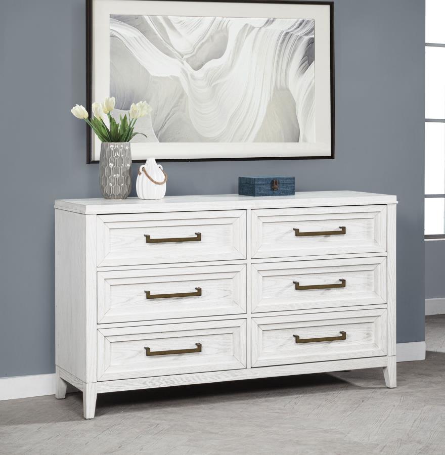 Marielle 6-drawer Bedroom Dresser Distressed White - 224843