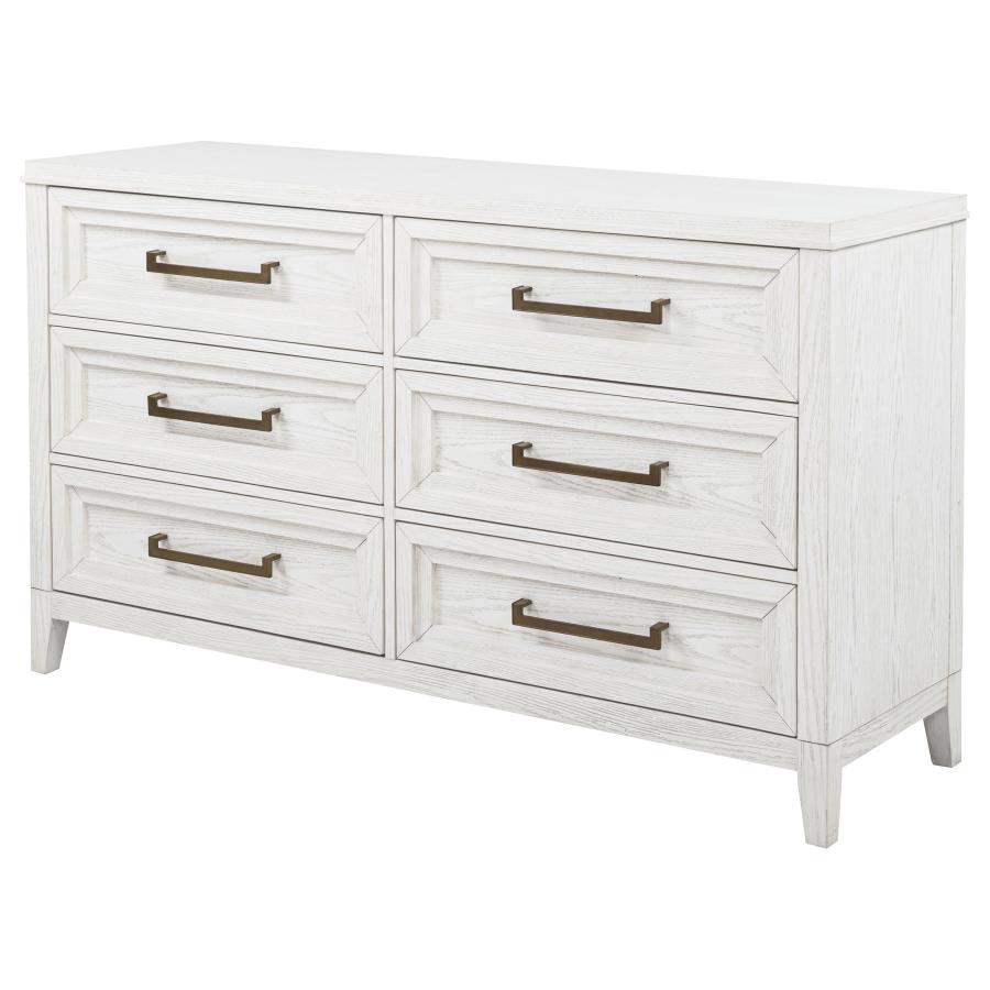 Marielle 6-drawer Bedroom Dresser Distressed White - 224843