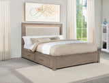 Kenora 56-inch Eastern King LED Storage Bed Barley Brown - 224850KE