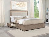 Kenora 56-inch Eastern King LED Storage Bed Barley Brown - 224850KE