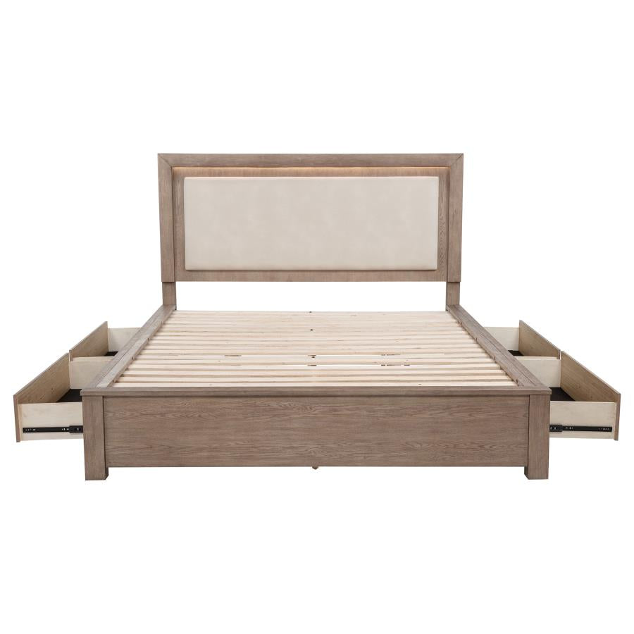 Kenora 56-inch California King LED Storage Bed Barley Brown - 224850KW