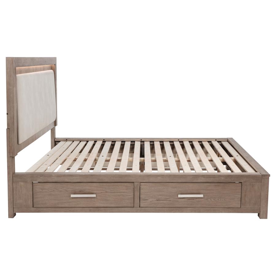 Kenora 56-inch California King LED Storage Bed Barley Brown - 224850KW