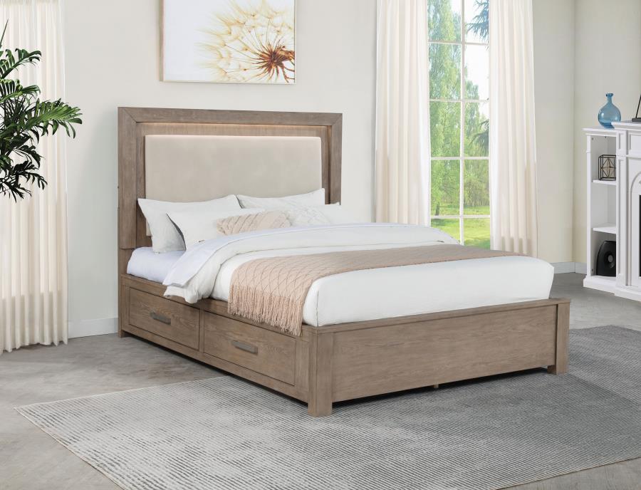 Kenora 56-inch Queen LED Storage Bed Barley Brown - 224850Q