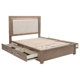 Kenora 56-inch Queen LED Storage Bed Barley Brown - 224850Q