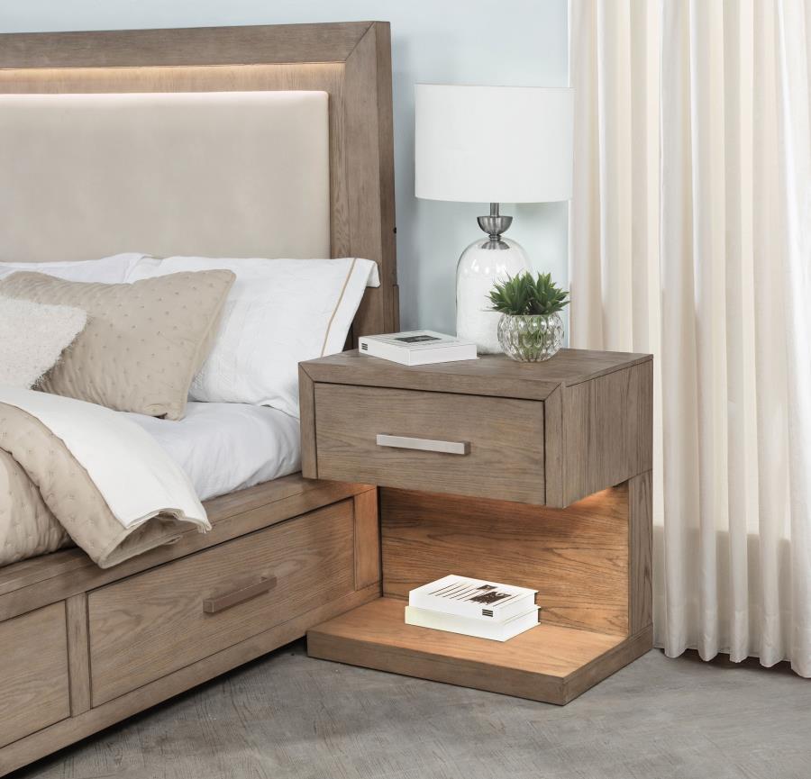 Kenora 1-drawer Nightstand Bedside Table Barley Brown - 224852