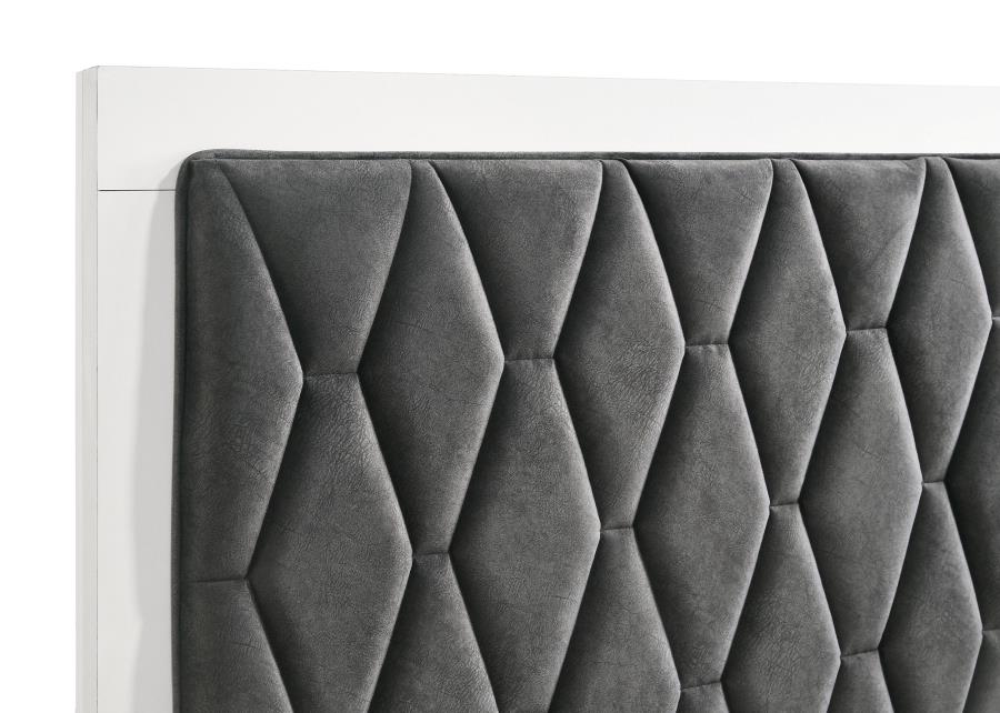 Sonora Eastern King Upholstered Panel Bed White - 224861KE