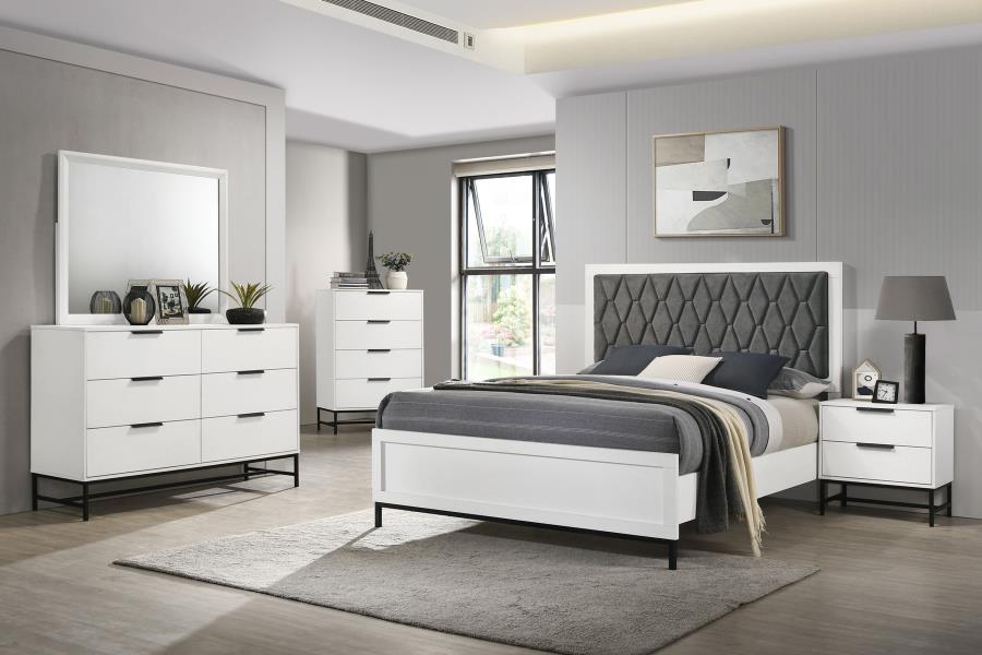 Sonora Eastern King Upholstered Panel Bed White - 224861KE