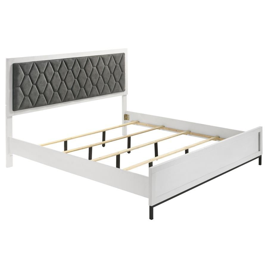 Sonora California King Upholstered Panel Bed White - 224861KW