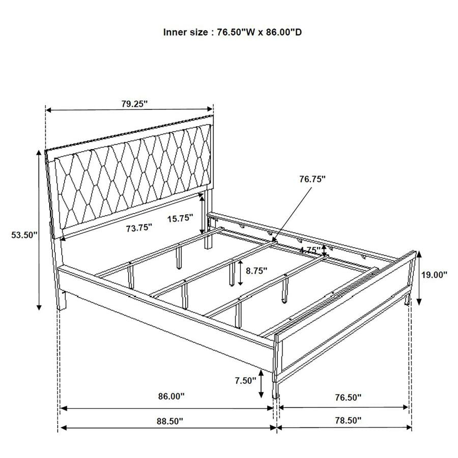 Sonora California King Upholstered Panel Bed White - 224861KW