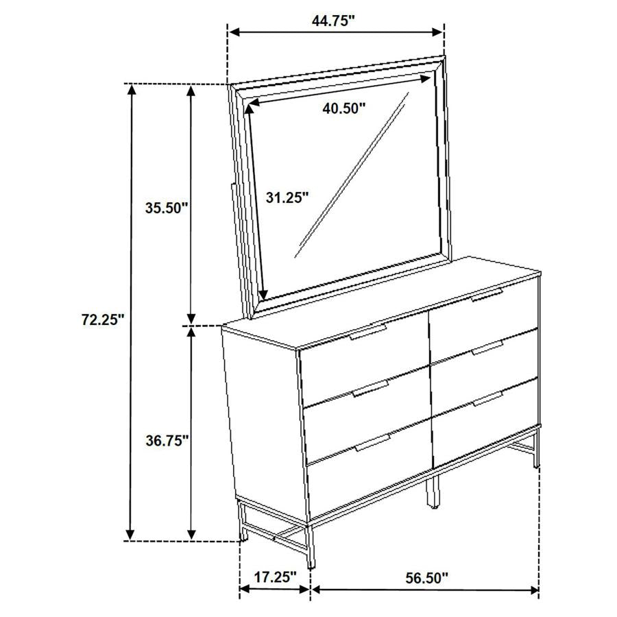 Sonora 6-drawer Dresser with Mirror White - 224863M