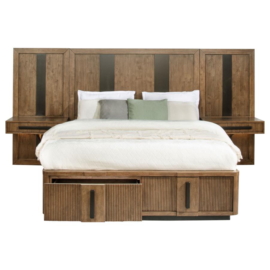 Terrace 2-piece Wall Panel with Nightstand Set Ash Brown - 224907