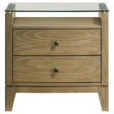 Granada 2-drawer Glass Top Nightstand Natural Pine - 224922