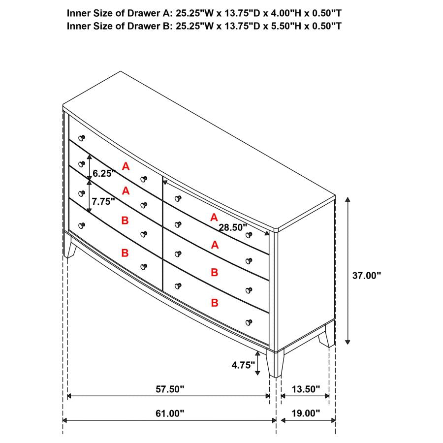 Granada 8-drawer Dresser Cabinet Natural Pine - 224923