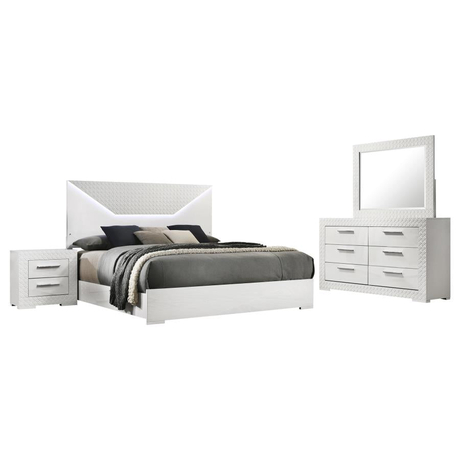 Ives 4-piece Eastern King Bedroom Set White High Gloss - 224941KE-S4