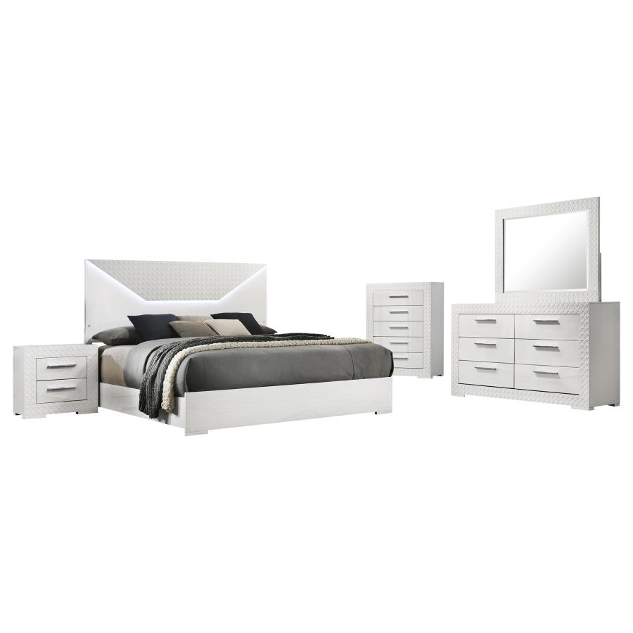 Ives 5-piece Eastern King Bedroom Set White High Gloss - 224941KE-S5