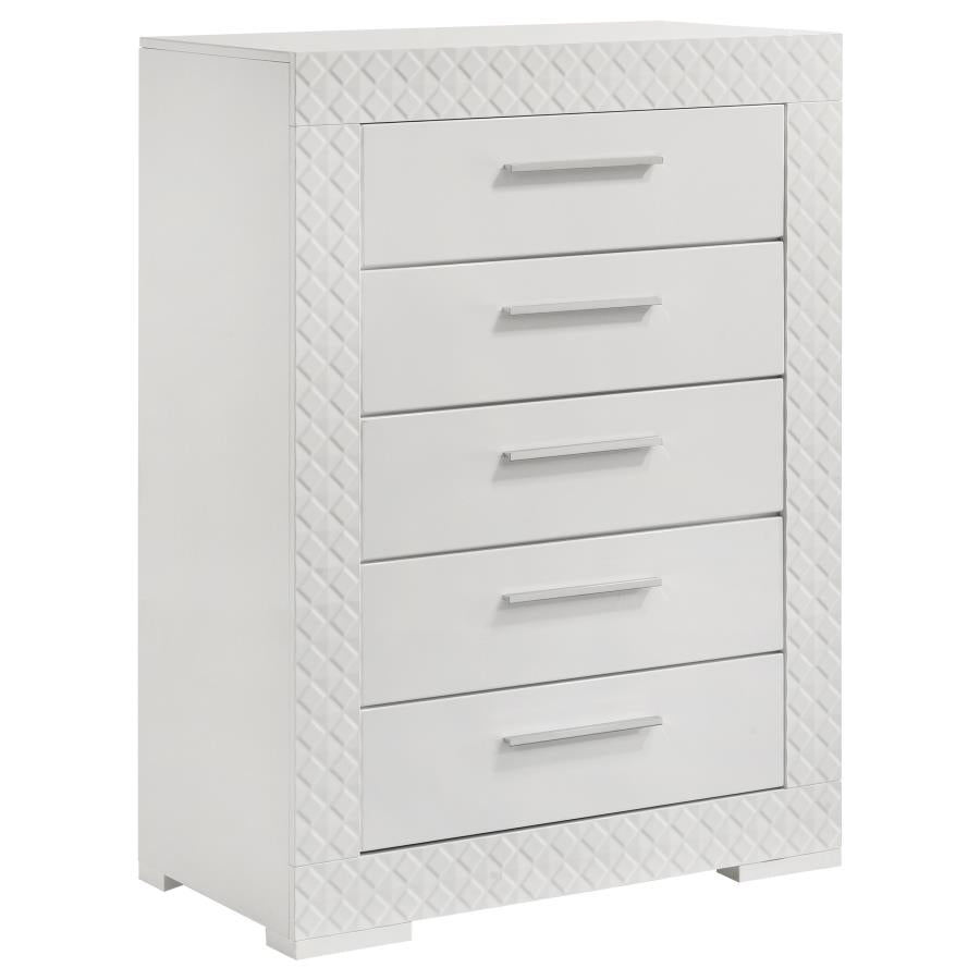 Ives 5-piece Eastern King Bedroom Set White High Gloss - 224941KE-S5