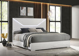 Ives Eastern King Panel Bed LED Headboard White High Gloss - 224941KE