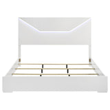 Ives Eastern King Panel Bed LED Headboard White High Gloss - 224941KE