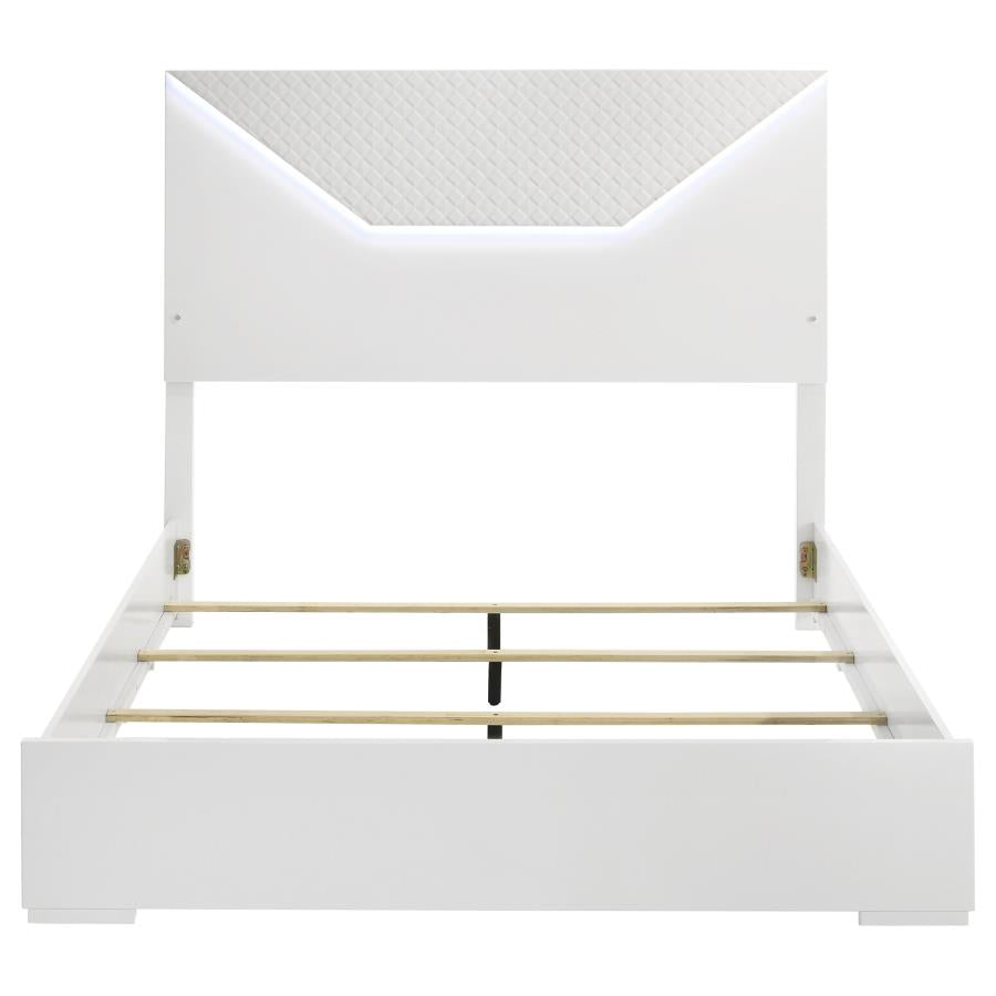 Ives Queen Panel Bed LED Headboard White High Gloss - 224941Q