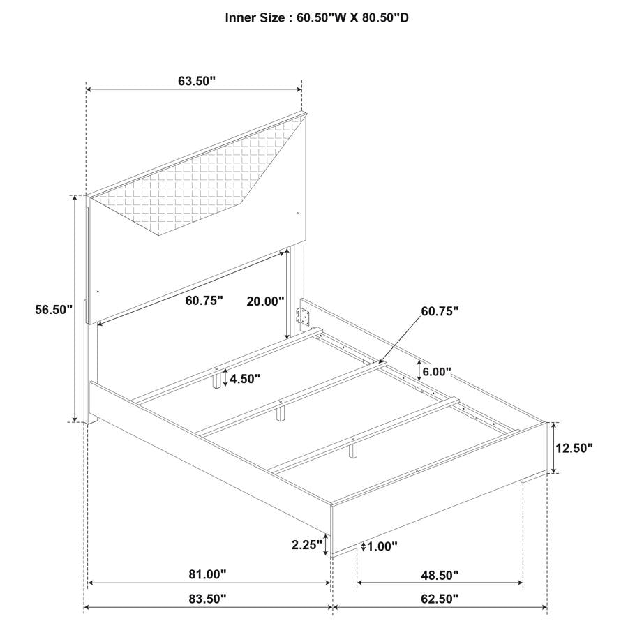 Ives Queen Panel Bed LED Headboard White High Gloss - 224941Q
