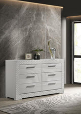 Ives 6-drawer Dresser Cabinet White High Gloss - 224943