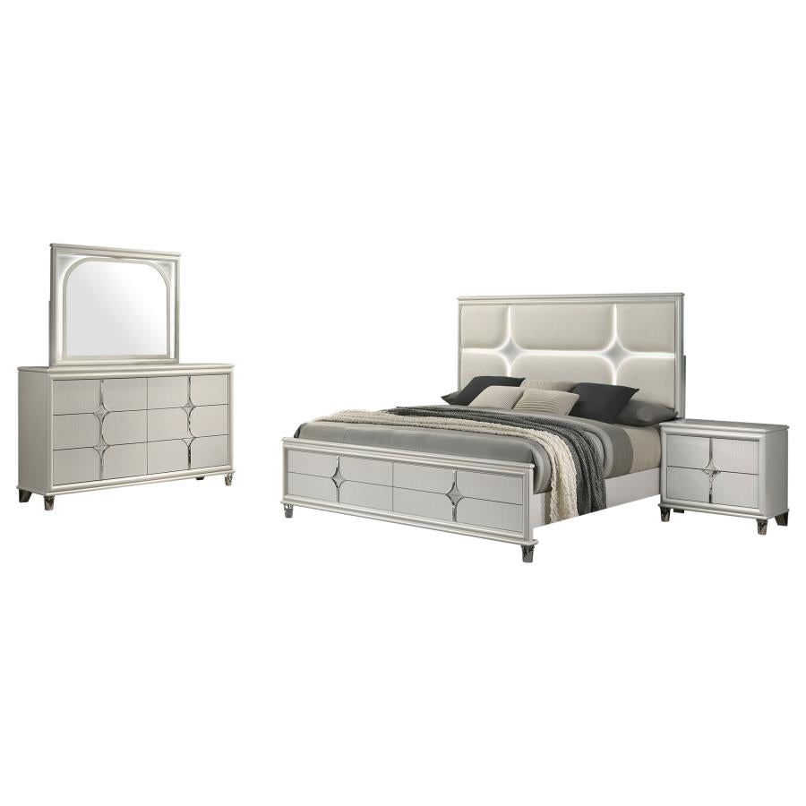 Olivia 4-piece Eastern King Bedroom Set Pearl White - 224951KE-S4
