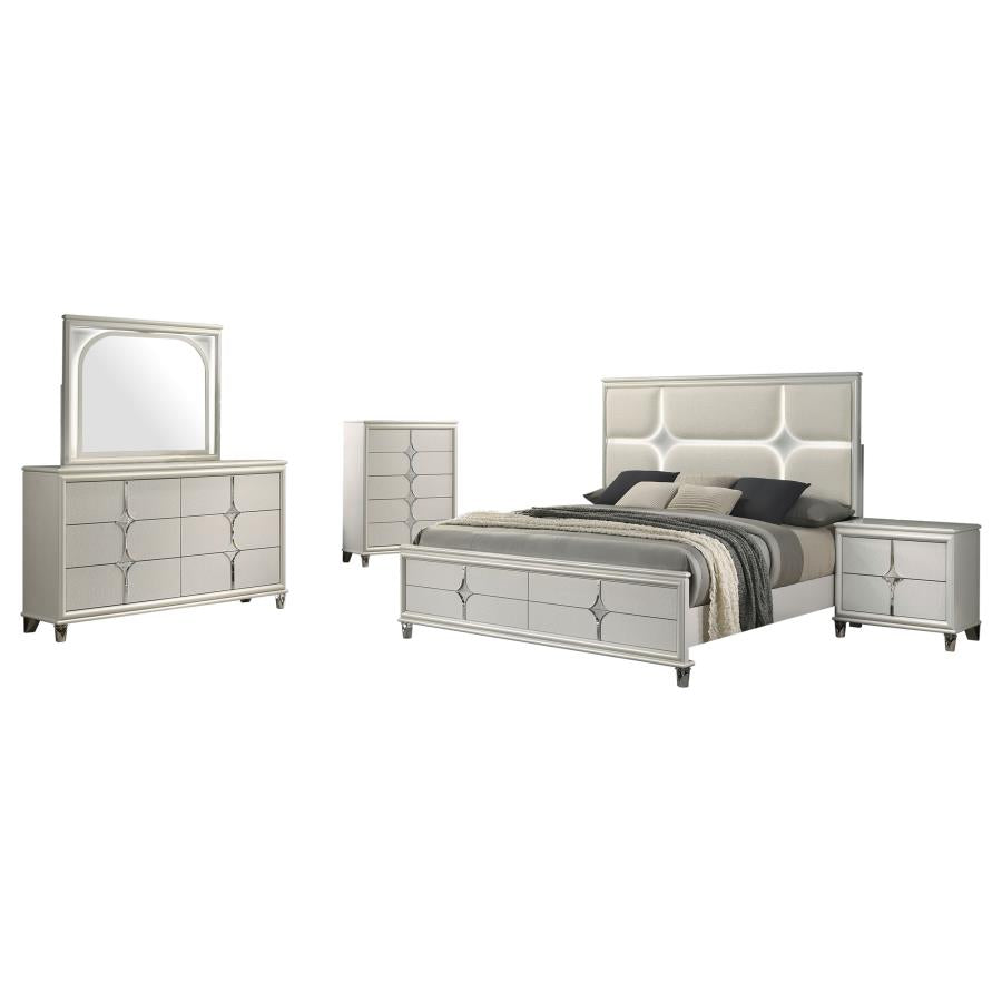 Olivia 5-piece Eastern King Bedroom Set Pearl White - 224951KE-S5