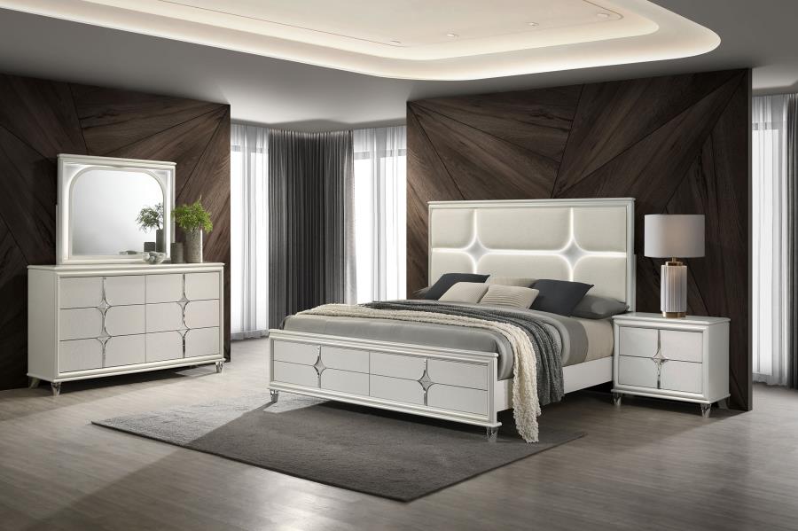 Olivia 4-piece Queen Bedroom Set Pearl White - 224951Q-S4