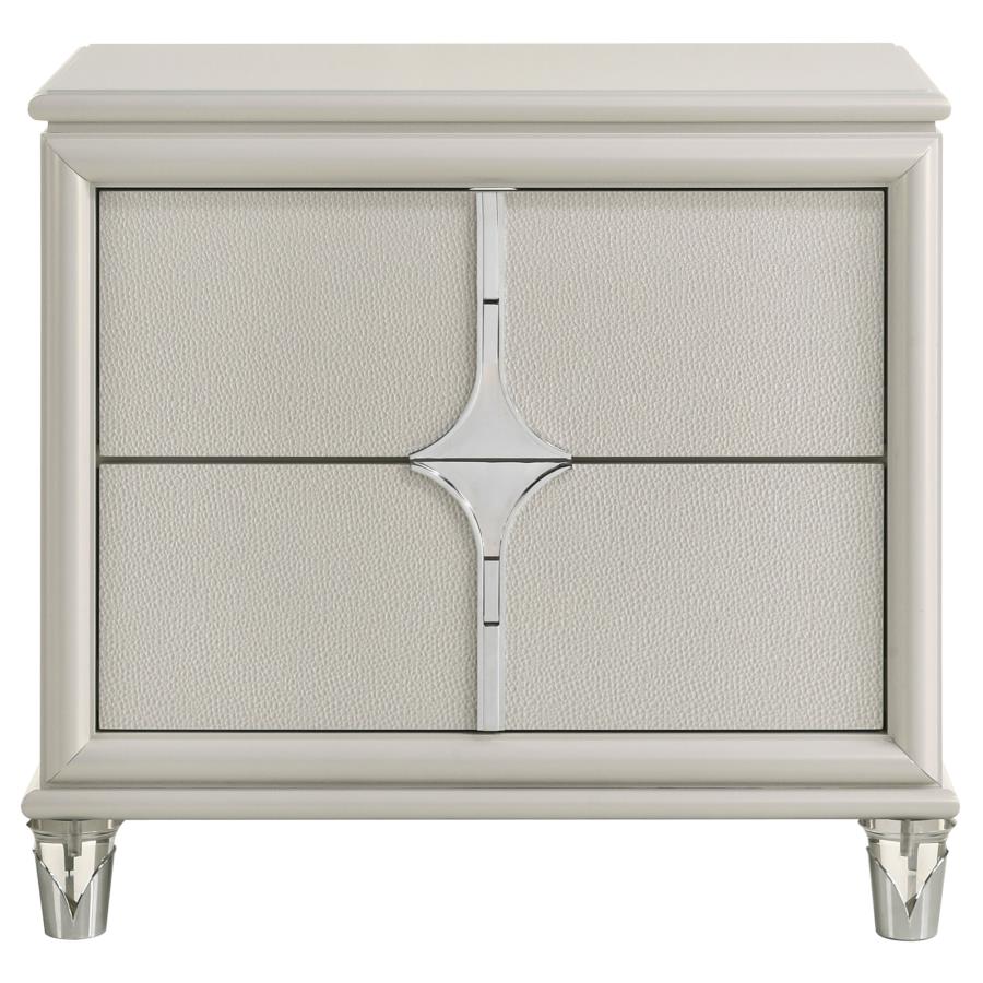Olivia 2-drawer Nightstand Bedside Table Pearl White - 224952