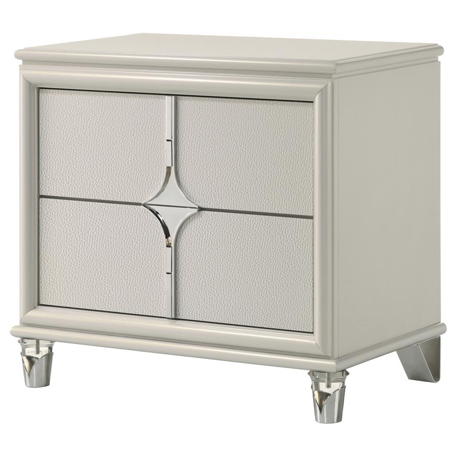 Olivia 2-drawer Nightstand Bedside Table Pearl White - 224952
