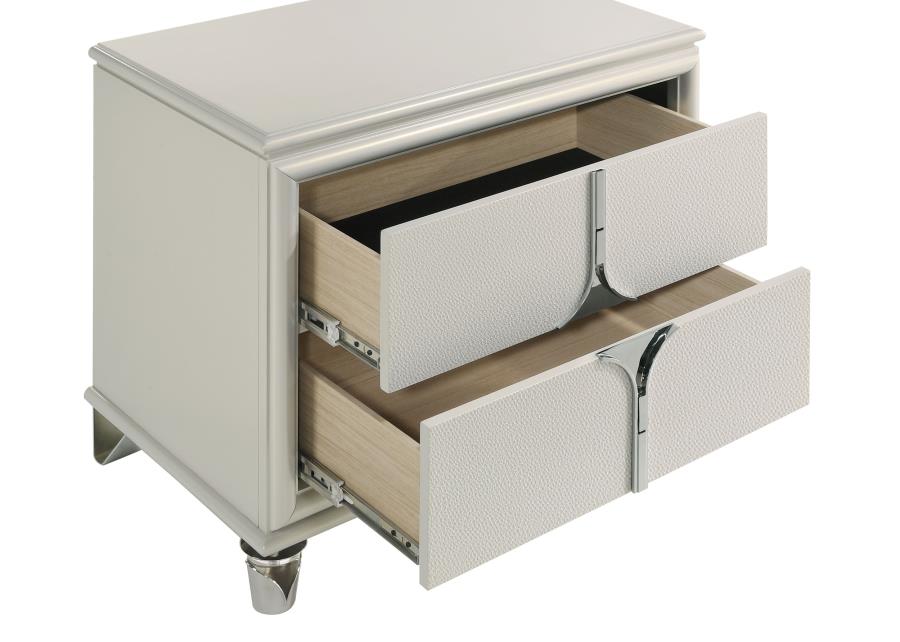 Olivia 2-drawer Nightstand Bedside Table Pearl White - 224952