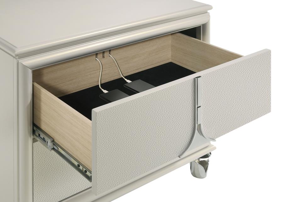 Olivia 2-drawer Nightstand Bedside Table Pearl White - 224952