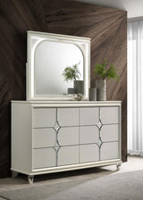 Olivia 6-drawer Dresser and LED Mirror Pearl White - 224953M
