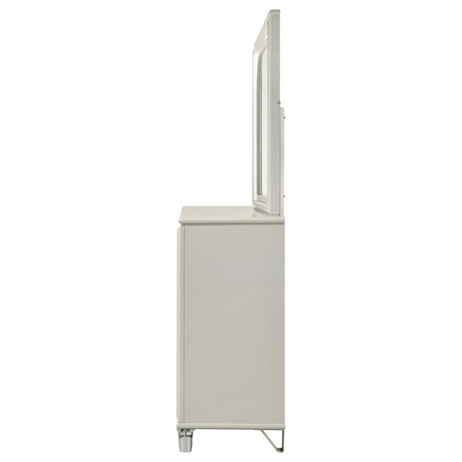 Olivia 6-drawer Dresser and LED Mirror Pearl White - 224953M