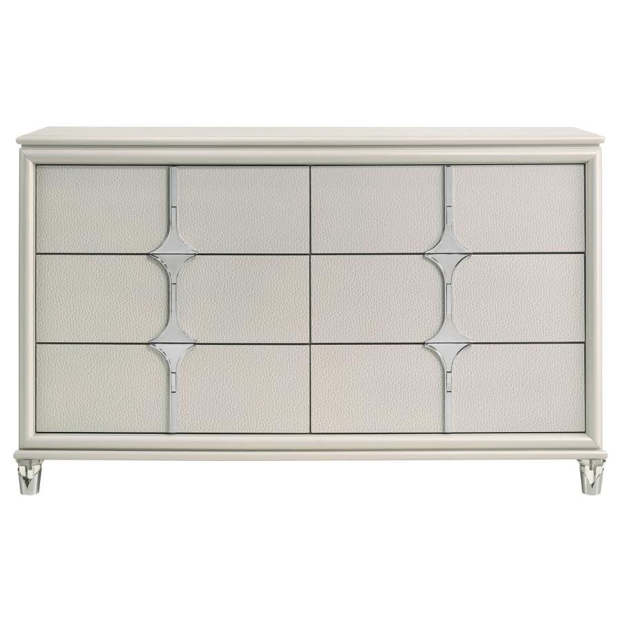 Olivia 6-drawer Dresser Cabinet Pearl White - 224953