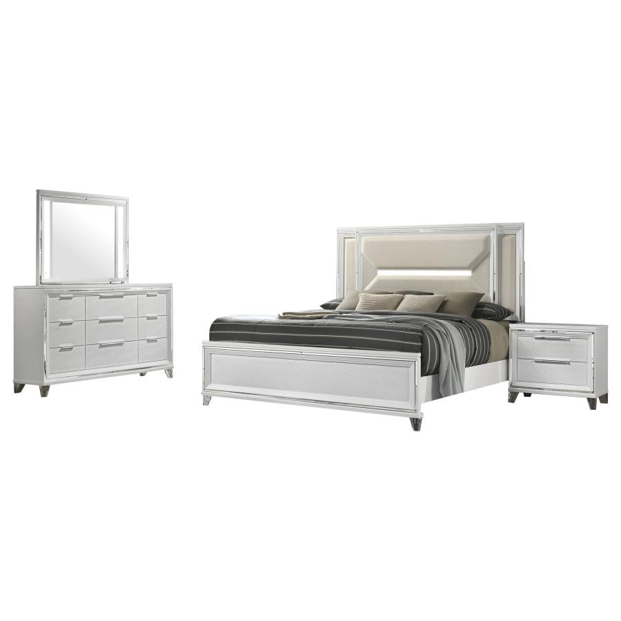 Marmore 4-piece Eastern King Bedroom Set White - 224961KE-S4