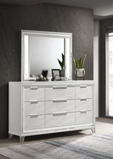 Marmore 9-drawer Dresser and LED Mirror White - 224963M