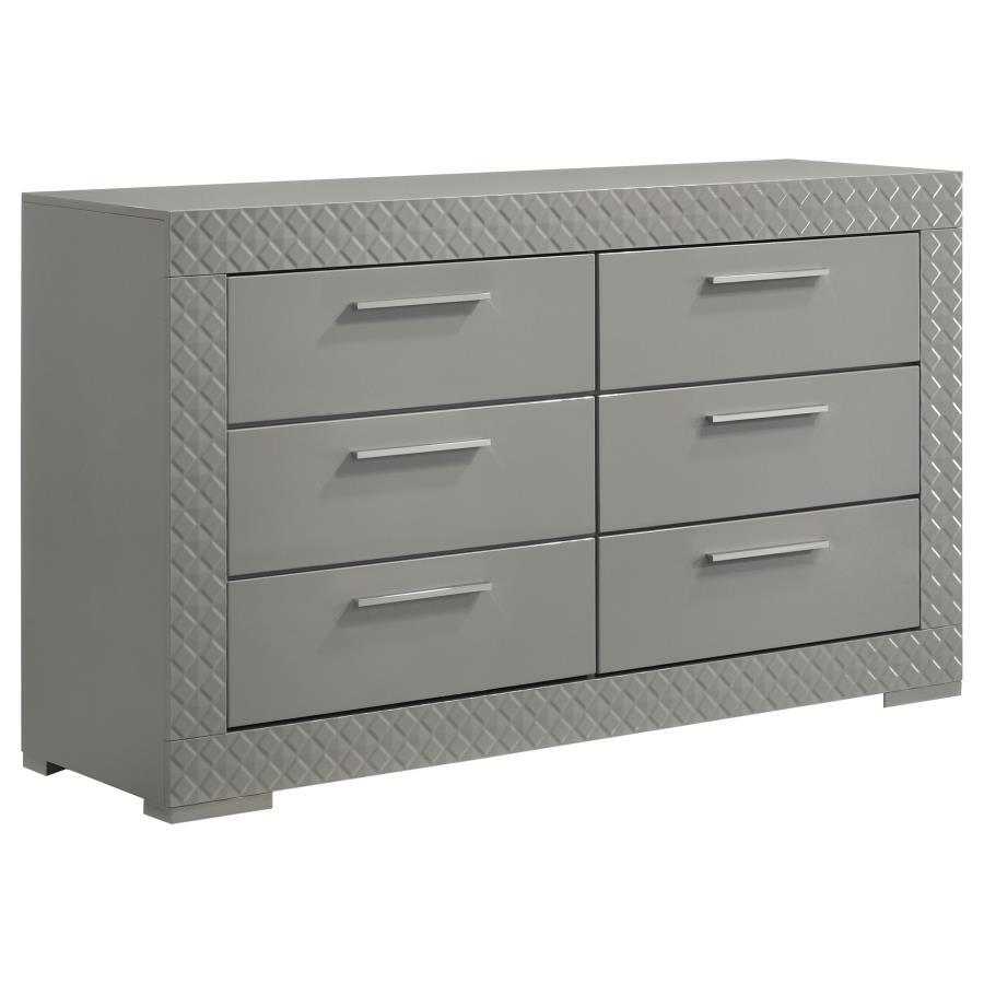 Ives 5-piece Eastern King Bedroom Set Grey High Gloss - 224971KE-S5